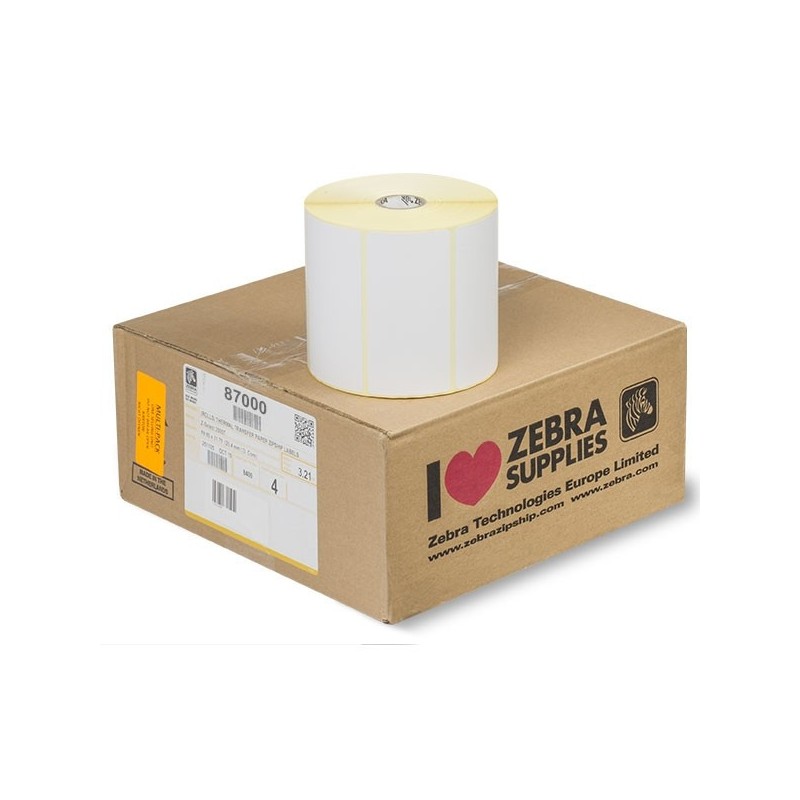 Zebra CAJA 12 Rollos etiquetas 102x102mm Papel térmico