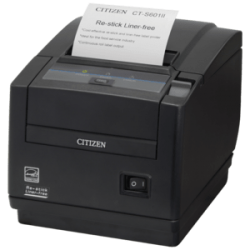 Citizen CT-S601IIR, 8 puntos/mm (203dpi), C?ter, linerless (sin papel soporte), negro