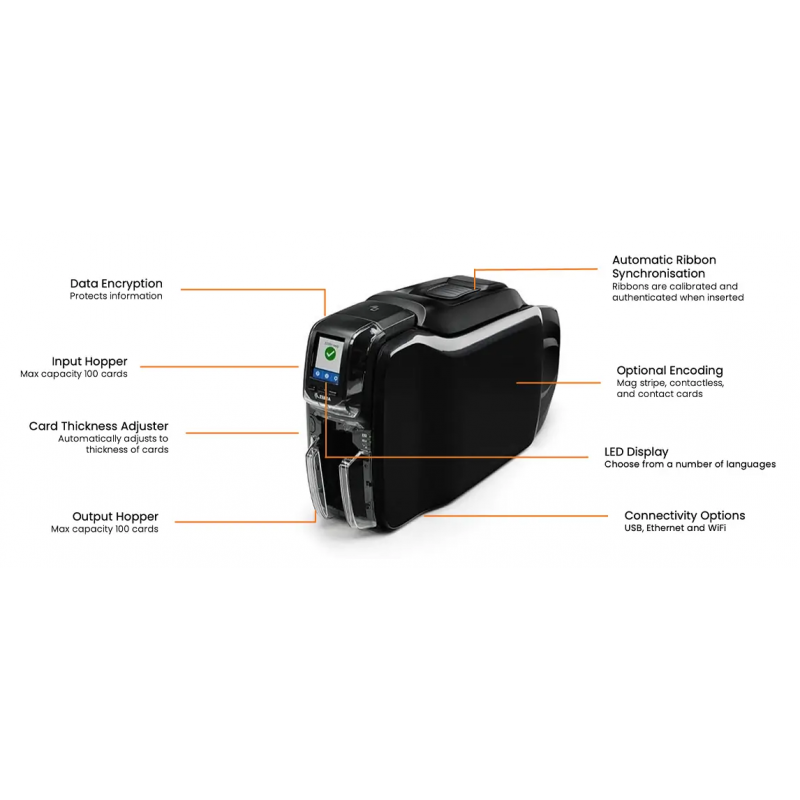 Zebra ZC350. unilateral. 12 puntos/mm (300dpi). USB. Ethernet. MSR. Display. Contacto. Contactless