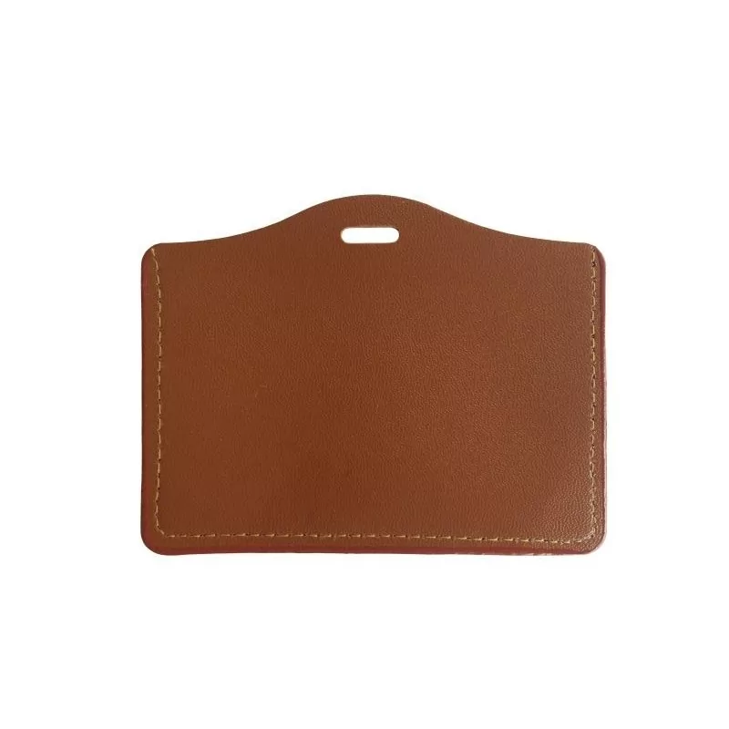PORTA TARJETAS DE PIEL MARRÓN HORIZONTAL PARA TARJETA 86X54MM PK 100 UDS