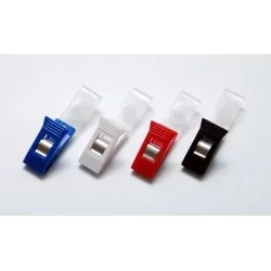 PINZA DE COCODRILO DE PLÁSTICO BLANCA CON CINTA TRANSPARENTE PK 100 UDS.