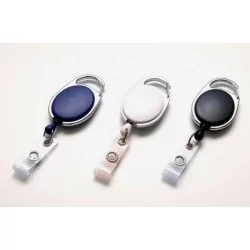 YOYÓ EXTENSIBLE PLÁSTICO BLANCO OVALADO CON MOSQUETÓN PK 100 UDS