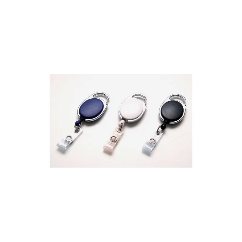 YOYÓ EXTENSIBLE PLÁSTICO BLANCO OVALADO CON MOSQUETÓN PK 100 UDS