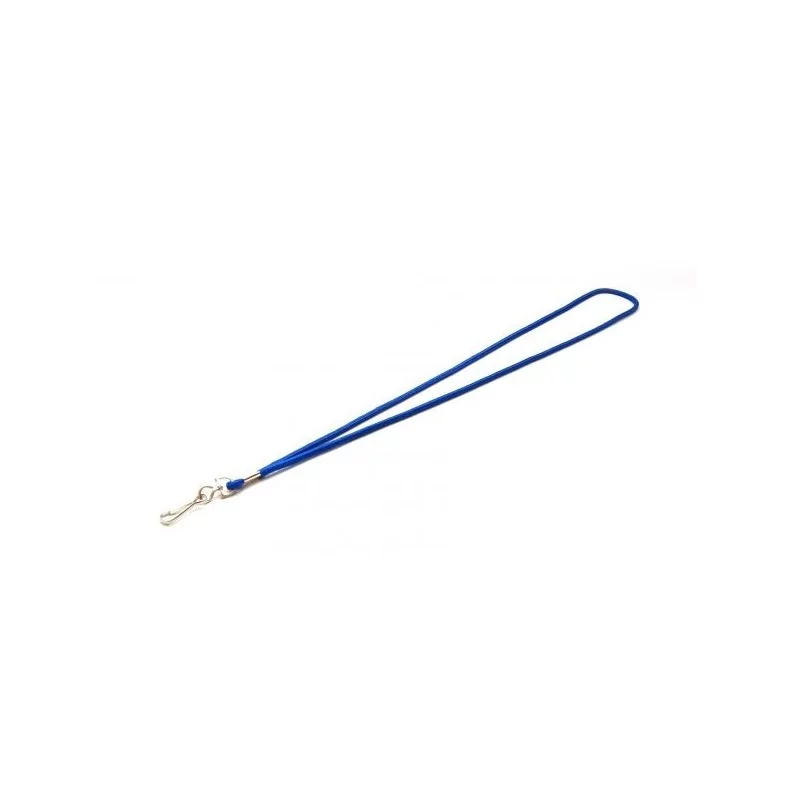 LANYARD REDONDO AZUL CON MOSQUETÓN GIRATORIO METÁLICO PK 100 UDS