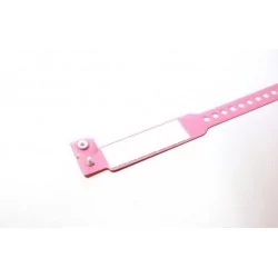 BRAZALETE DE VINILO HOSPITALARIO CON ETIQUETA COLOR ROSA TAMAÑO NIÑO PK 100 UDS
