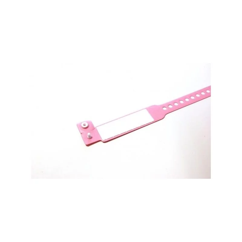 BRAZALETE DE VINILO HOSPITALARIO CON ETIQUETA COLOR ROSA TAMAÑO NIÑO PK 100 UDS